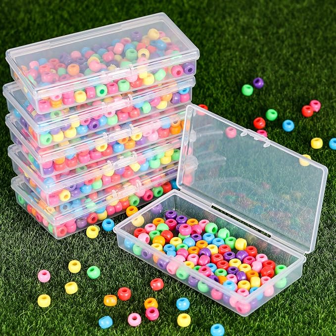 SATINIOR Pack of 12 Clear Plastic Bead Storage Containers with Hinged Lids for Beads and More (12.8 x 6.1 x 2.45 x 2.9 inches) - Image 5