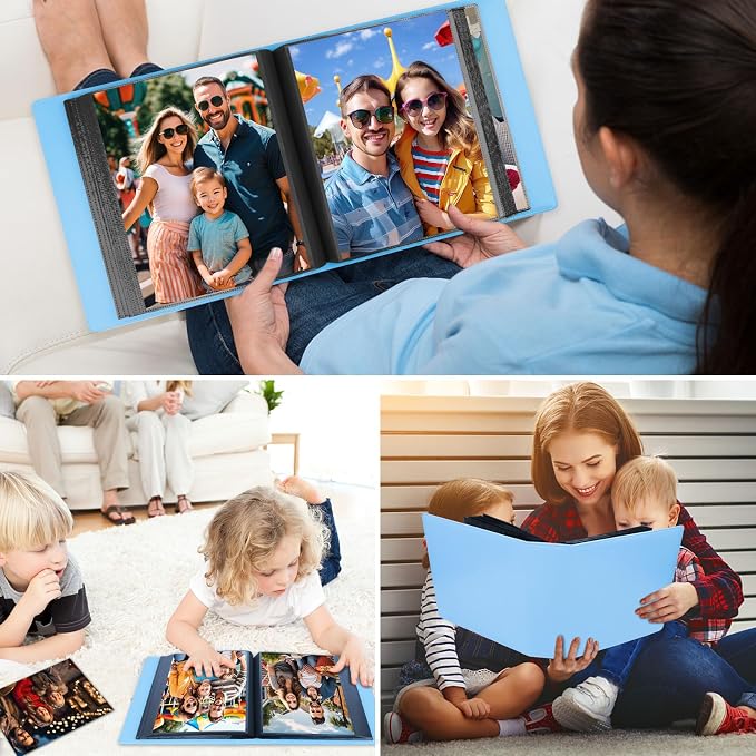 Aevdor 8x10 Photo Album, 168 Photos, Leather Cover, Blue | Large Capacity, Side-Loading Clear Pockets, Vertical 8x10 Layout, Black Inner Pages, Wedding, Travel, Baby & Family Memories - Image 8