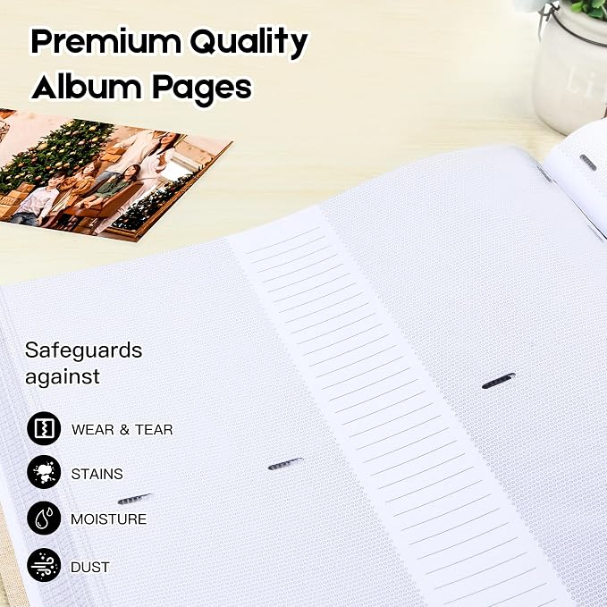 Photo Album 4x6 Vertical 600 Photos with Writing Space, Beige | Linen Cover, Acid-Free Pages, Clear PP Pockets, Memo Writing Space, Front Display Window, Family, Wedding & Travel Memories - Image 6
