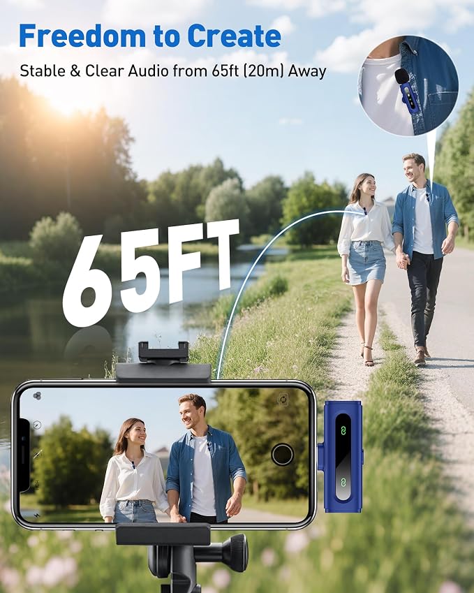 USB C Lavalier Microphone Wireless Mini Mic for Type-C Android Phone/Tablet/PC Video Recording Clip-on Mics with Rotatable Clip&Denoise Recording, Ideal for Vlog Tiktok Youtube Content Creator, Blue - Image 7