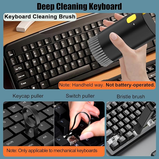 VICHYIE 20 in 1 Multifunctional Cleaner Kit for Electronic Devices (Black) | Keyboard Cleaning Brush, Headphones Cleaner Kit for AirPods, Multi-Tool for Cleaning Laptop, Earbuds, Camera, Cellphones - Image 3