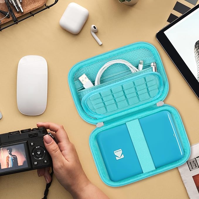 Hard Carrying Case for Kodak Step Instant Smartphone Photo Printer - Portable Mini Color Wireless Mobile Printer, Zipper Mesh Pocket for USB Cable, Photo Paper, Green - Image 7