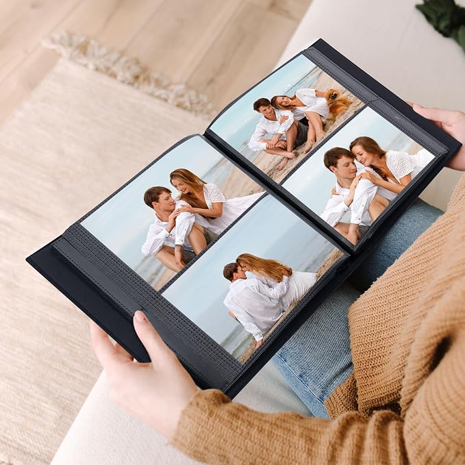 4x6 Slip In Photo Album Holds 200 Pockets Cloth Cover Navy Blue | DIY cover window, Acid free pages, PVC free pockets, Family Travel Wedding, Gift ready - Image 4