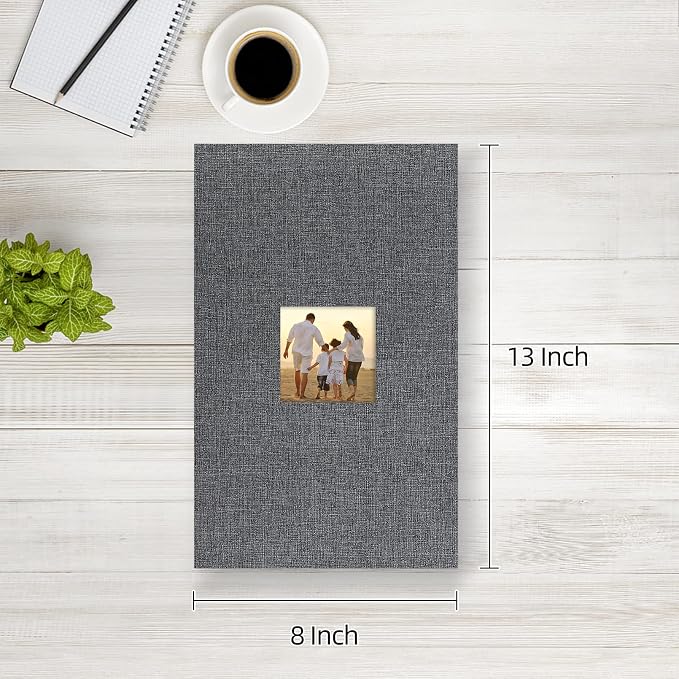 potricher Photo Album 4x6 Pictures, 300 Pockets, Linen Cover, Gray | Linen Cover, Front Window, Large Capacity 4x6 Picture Albums, Photo Book for Family, Wedding, Anniversary, Baby, Keepsake - Image 2