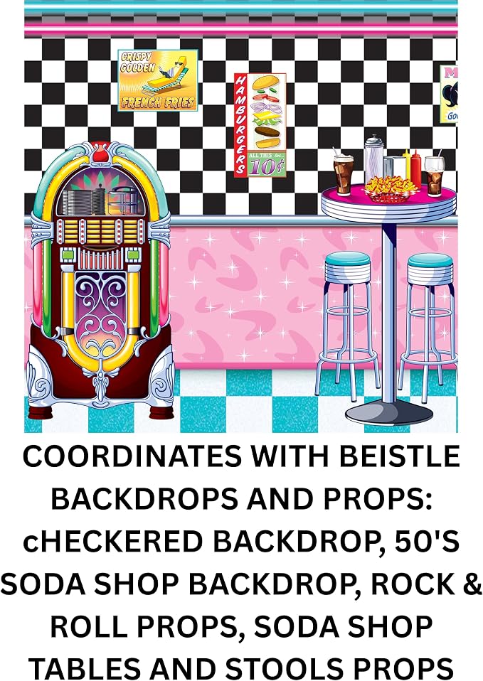 Soda Shop Signs & Jukebox Props Party Accessory (1 count) (8/Pkg) | Cut Apart Plastic Decorations Featuring 1950’s Era Jukebox Food Signs and Retro Diner Graphics for Wall Displays - Image 2