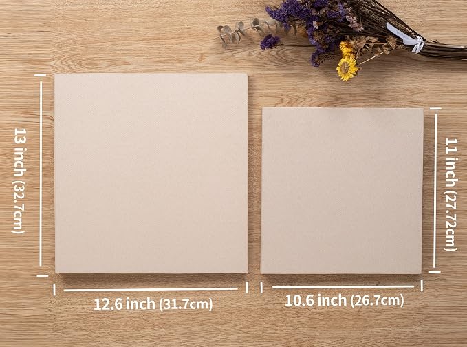 Large Photo Album Self Adhesive 4x6 8x10 10x12 13"x12.8" Magnetic Scrapbook 12.6"x11" Inch 40 Pages Linen Cover Beige DIY Photo Album with A Metallic Pen and Plastic Board - Image 5