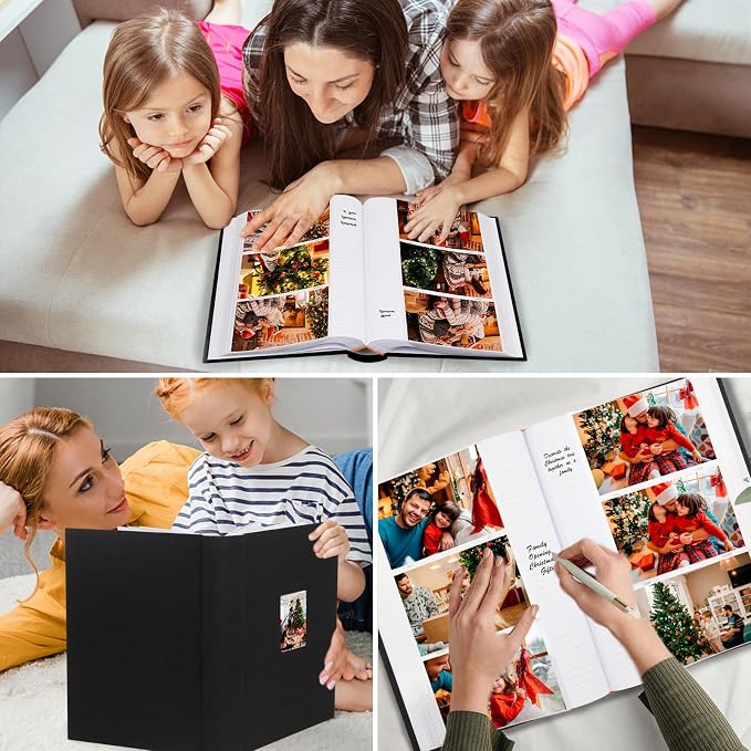 450 Pocket 4x6 Photo Album with Writing Space, Linen Cover, Black | Large Capacity, 4x6 Album Book, with Memo for Family, Wedding Baby, Travel Memories Graduation Pictures - Image 7