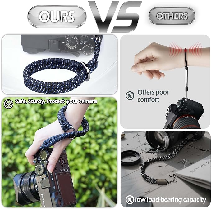 Camera Wrist Strap - DSLR Mirrorless Camera Quick Release Camera Hand Strap | with Safer Connector (Blue) - Image 3