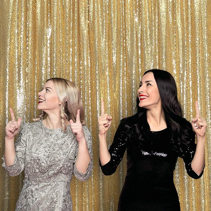 SquarePie 4x8ft Gold Sequin Backdrop, High Density Non-Transparent Glitter Curtain for Photography, Birthday, Wedding Party Decorations, Thick Solid Background with 4" Rod Pocket, 1 Panel - Image 9