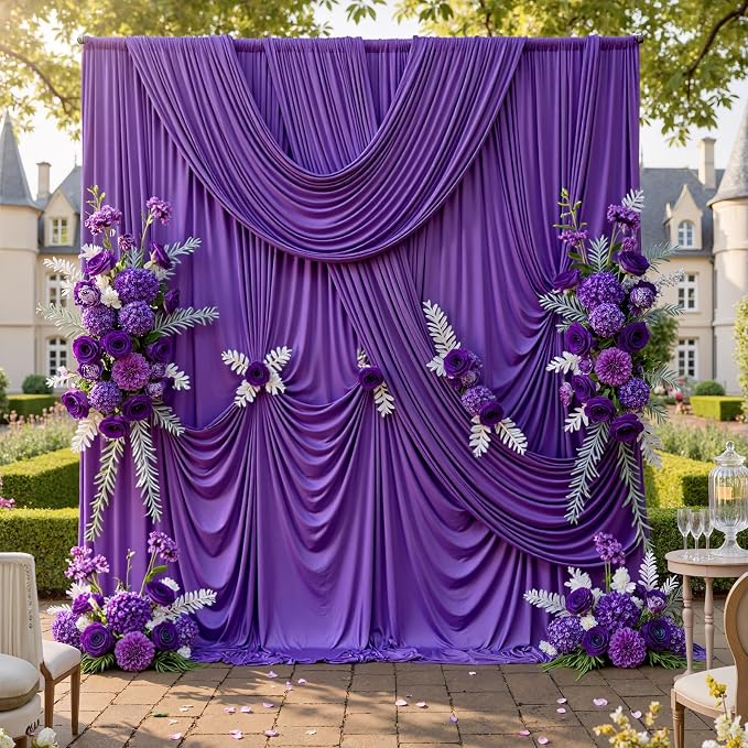 20ftx10ft Purple Backdrop Curtains for Party Background, Wrinkle Free Purple Photo Curtains Backdrop Drapes 4 Panels Back Drop Cloth for Wedding Birthday Photography Baby Shower Decor - Image 3