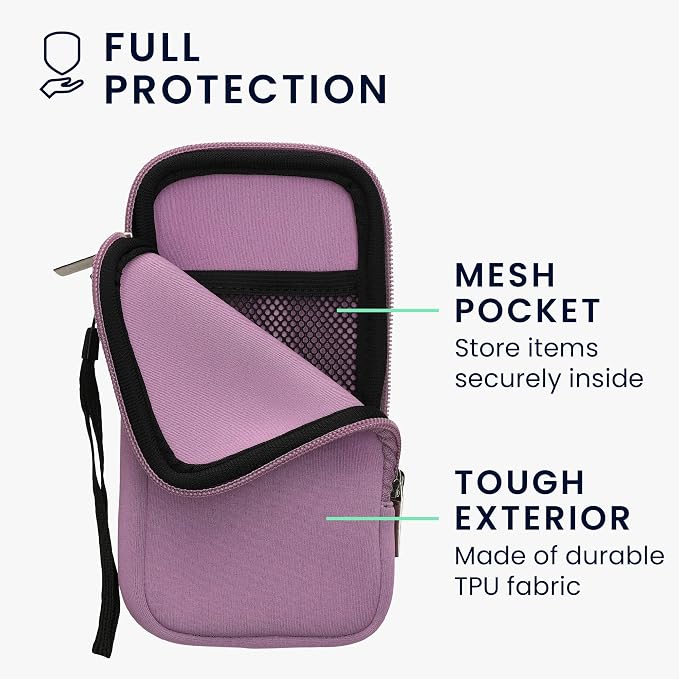 kwmobile Universal Phone Pouch Size XL - 6.7/6.8" - Neoprene Smartphone Pouch with Zip - Water-Repellent Mobile Phone Case - Sleeve in Lavender - Image 3