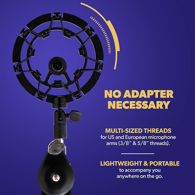 Pro Microphone Shock Mount - Mic Holder Compatible w/Blue Yeti, Snowball & Pro Microphones - Image 3