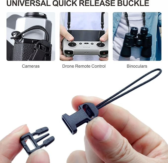 Padwa Lifestyle 8 Pcs Black Quick Release Camera Strap QD Loops Connector Adapter - Camera Quick Release Clip Compatible for All Compact Digital Cameras,Binoculars, Drone Remote Control and USB Stick - Image 3