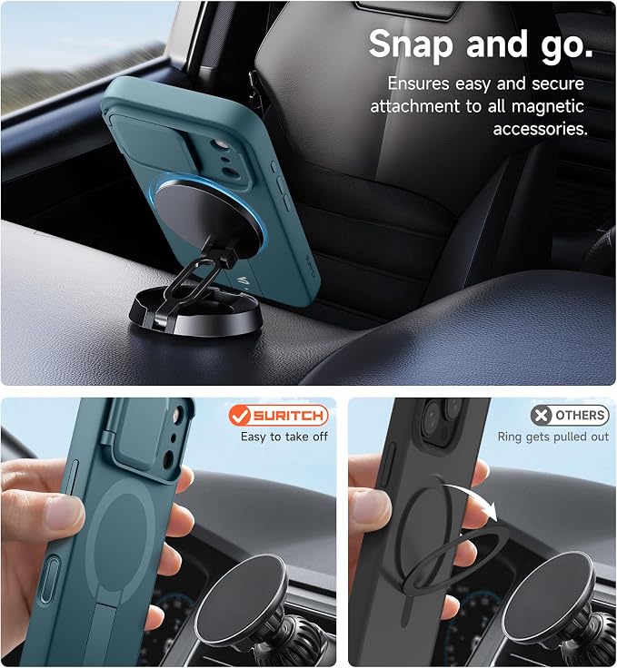 SURITCH for iPhone 17 Pro Max Case with Camera Control Cover, Camera Cover and Adjustable Kickstand, Compatible with MagSafe, Shockproof Bumper Protective Cases 6.9 Inch, Lake Green - Image 7