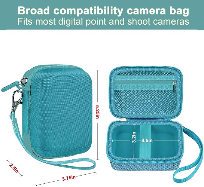 ALKOO Digital Camera Case for CAMKORY/Pouch for KODAK PixproDark Green | for Lecran/for VAHOIALD Point and Shoot Camera, Hard Carrying Case with Mesh Pocket, Compact for Vlogging, Travel and Storage - Image 3