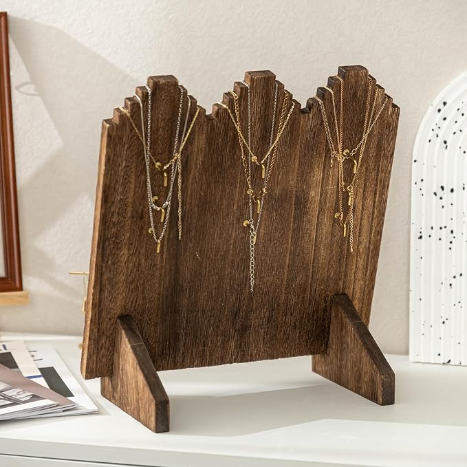 Lolalet Wooden Necklace Display Stands for Selling -1 Pack, Oak | Freestanding Multiple Necklaces Stands and Displays for Vendors, Jewelry Displays Holders for Craft Show - Image 6