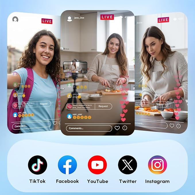 SYNCO Wireless AI Selfie Monitor Screen for iPhone 7-17 Series（Black） | AI Gesture‑Controlled Phone, 3‑Mode Fill Light, Wireless & Wired Switch Freely, 4.02″Larger Display for TikTop, Youtube - Image 7
