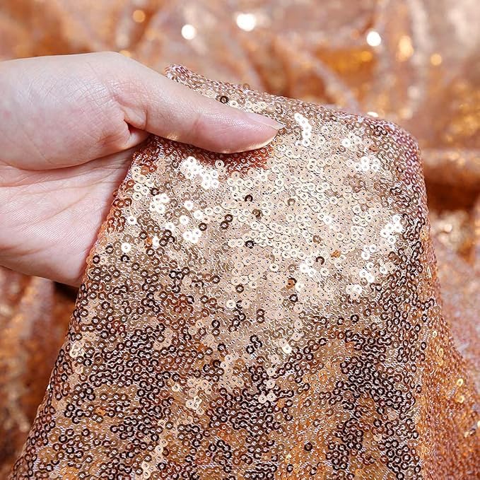 2ft x 8ft Rose Gold Sequin Backdrop Curtains Photography 2 Panels for Party Decoration, Rose Gold - Image 3