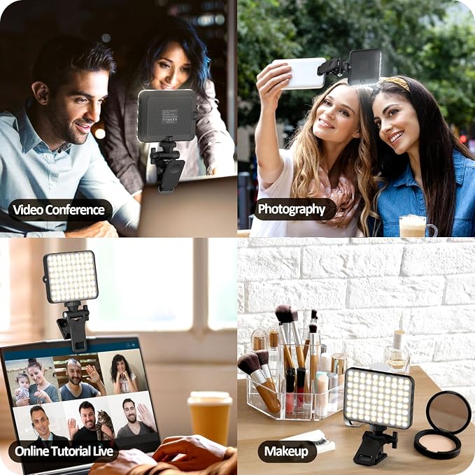XINBAOHONG Rechargeable Selfie Light, Clip Fill Light for Phone Laptop Tablet Portable Light for Video Conference Live Streaming Zoom Call Makeup Picture (Black) - Image 4