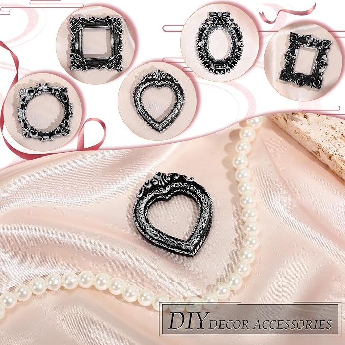 Vicenpal 25 Pcs Vintage Sliver Mini Vintage Picture Frames Bulk | Small Vintage Photo Frames, Antique, Resin, Baroque, Ornate, Cute Wallet Size, for DIY Jewelry Gifts Christmas Wedding Decor - Image 7