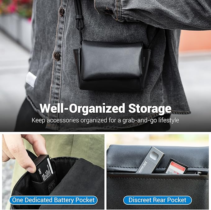 KIWIFOTOS PU Leather Camera Case for Fuji X100VI X100F PowerShot V1 | without strap, Fits for X100VI/X-E5+23/27mm lens & PowerShot V1. Soft magnetic flap, rear zipper pocket - Image 4