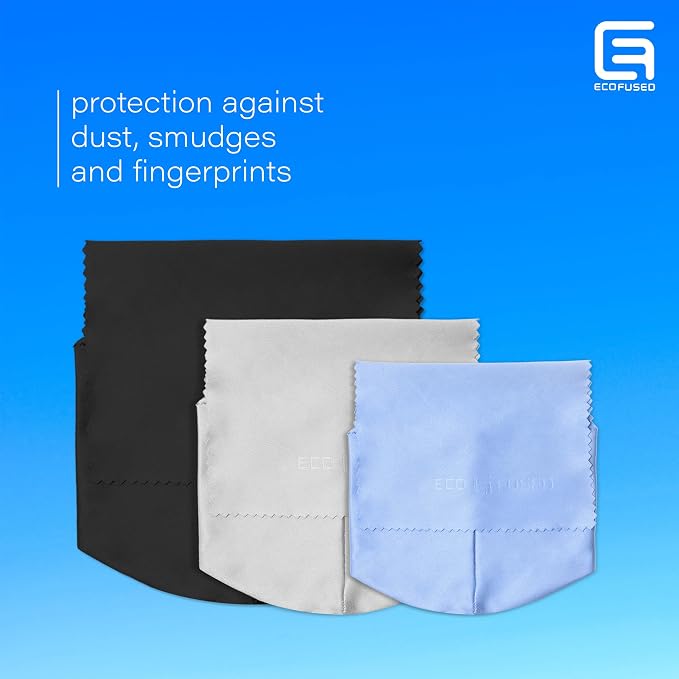 Eco-Fused Camera Lens Pouches - Microfiber Lens Cloth Bag - 4 Pack - Soft Camera Wraps for Multi-Sized Lenses and Accessories - Camera Bag Inserts - Home Travel Photography (Black/Gray/Blue) - Image 3