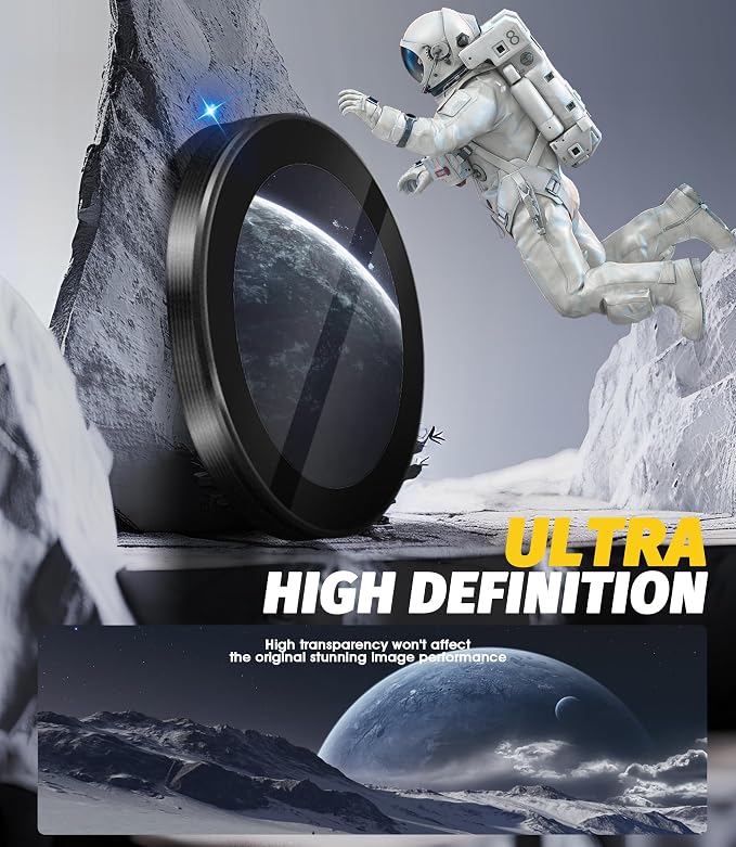 Orzero (2 Sets) Camera Lens Protector for Samsung Galaxy Z TirFold/Fold 7, [EZ Install] [Case-Friendly] 9H Tempered Glass Alloy Metal Ring Lens Cover, Military-Grade Shockproof, HD Clarity Anti-Glare (Black) - Image 5