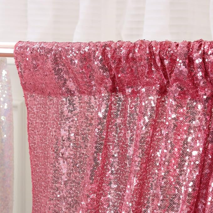 Poise3EHome Fuchsia Pink Sequin Backdrop, 6Ft x 8Ft Glitter Photography Background Curtains for Party Baby Shower Wedding Birthday Decoration - Image 5