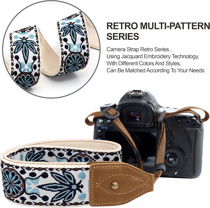Padwa Lifestyle 2" Wide Classic Crazy Horse Art Cowhide Head Cotton Camera Straps for Photographers - Image 5