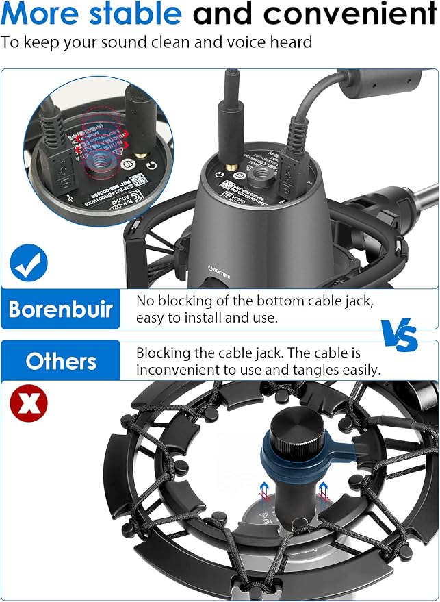 Yeti Nano Shock Mount with Pop Filter, Custom Built for Blue Yeti Nano Mic | Anti-Vibration Suspension Shock Mount Holder Clip Compatible with Blue Yeti Nano Microphones - Image 6