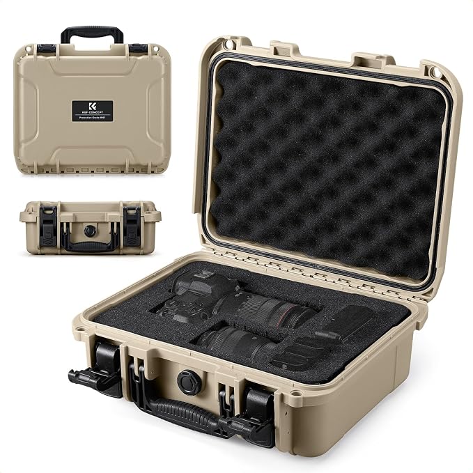 K&F CONCEPT Waterproof Hard Case, IP67 Protective Case with Pre-Scored Foam | Pick & Pluck Foam, Waterproof, Dustproof, Shockproof, HardShell Case for Camera & DJI Drone & Equipment Storage, BC01 by KFCONCEPT