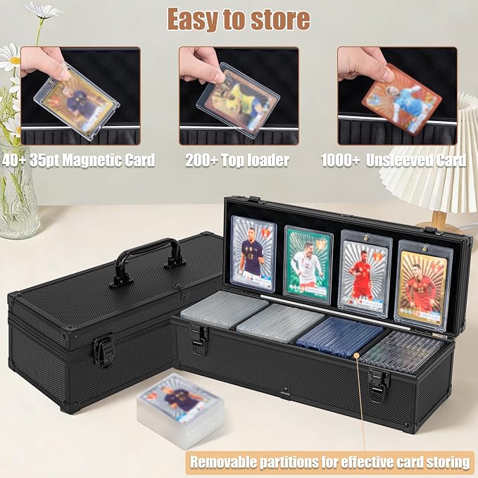 Toploader Storage Box for 3" x 4" 35pt Rigid Card, Magnetic Card Case | Portable Top Loader Card Case with 3 Removable Dividers, Holds 200+ Toploaders, Magnetic Holders for Sports Trading Cards - Image 2
