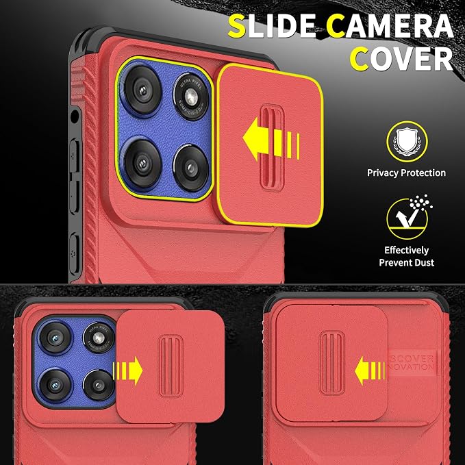 for Motorola G Stylus 5G 2025 Case with Built-in Slide Camera Cover & Screen Protector, [2 in 1] Heavy Duty Rugged Shockproof Protective Cover for Moto G Stylus 5G 2025(Red) - Image 4