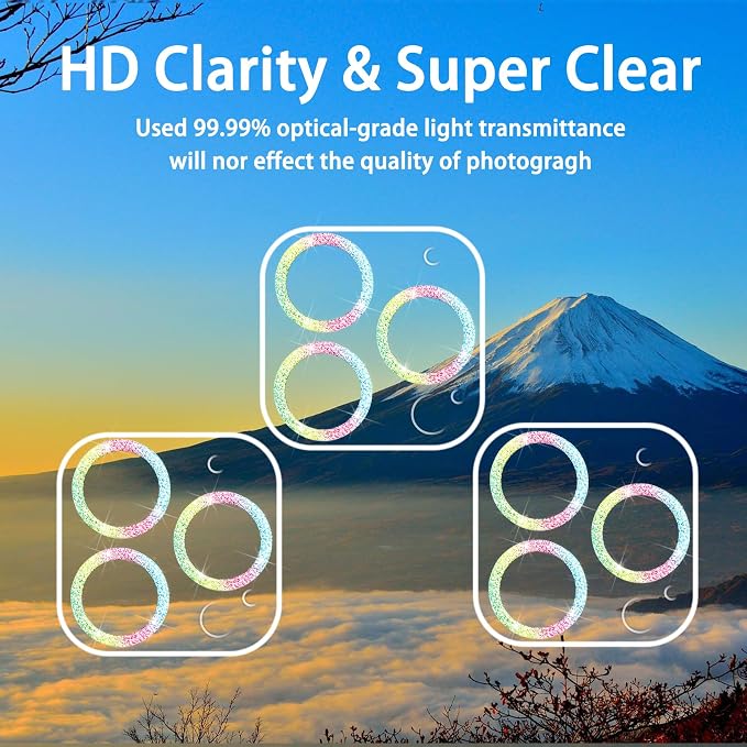3 Pack Dengduoduo Tempered Glass Camera Lens Protector for iPhone 11 Pro 5.8" & iPhone 11 Pro Max 6.5", Bling Sparkle, Ultra HD, 9H Hardness, Anti-Scratch, Case Friendly, Easy to Install [No Affect on Night Shots] - Image 8