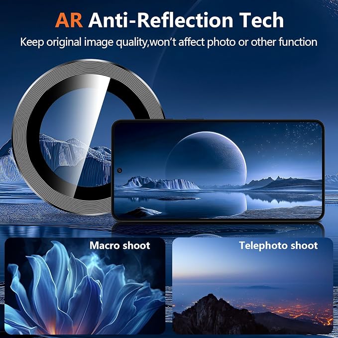 for Samsung Galaxy S26 Plus Camera Lens Protector, Individual Metal Ring Tempered Glass Lens Cover, [Strong Adsorption] Scratch Resistant Ultra-Thin HD Clear Lens Cover, 1 Set-Black - Image 3