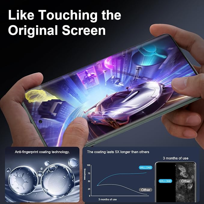 WILLONE 3 Pack for Motorola Edge 2025 Screen Protector | 9H Tempered Glass, Fingerprint Unlock, HD Clear, Phone Case Fit - Image 8