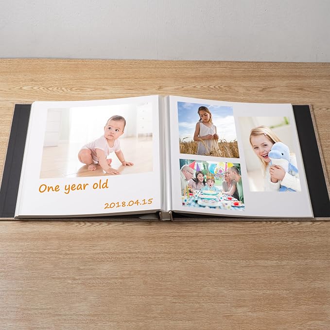 Large Photo Album Self Adhesive Scrapbook Album for 4×6 8×10 Pictures DIY Magnetic Linen Cover Album 40 Pages for Family Wedding Gifts with Metal Pen and Plastic Board - Image 2
