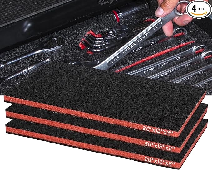 3 Pcs Tool Box Foam Sheet - 20'' x 12'' x 1'' Liner Polyethylene Storage Sheets Foam Padding Inserts for Packing Toolbox Hard Case Drawer Camera Shadow Organizer by MXCELL