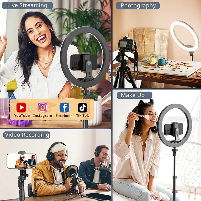 UBeesize 12" Ring Light with 62" Extendable Tripod Stand & Remote | LED Selfie Light with Phone Holder for Video Recording, Makeup, Content Creation, YouTube, TikTok, Twitch, Camera & Webcam - Image 6