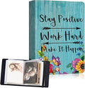Small Photo Album 5x7, 60 Pockets Holds 120 Photos, Slip-in Pocket Photo Album with Black Elastic Band for Family Wedding Baby Travel Pictures, Fancy Letters,Stay Positive by Unknown
