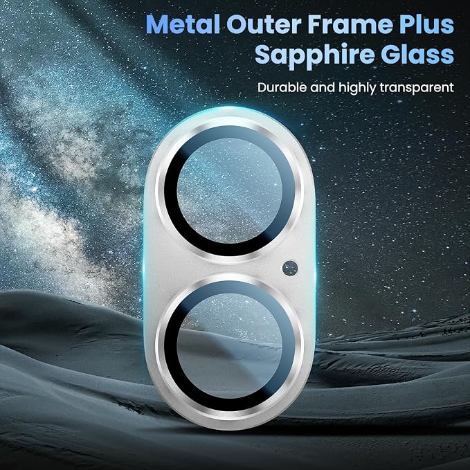Uyiton for iPhone 17 Camera Lens Protector, Metal Frame Glass Cover | Not Easy to Break, Strong Adsorption, Case-Friendly, Metal 9H Sapphire Glass Rear Camera Screen Cover, White - Image 4
