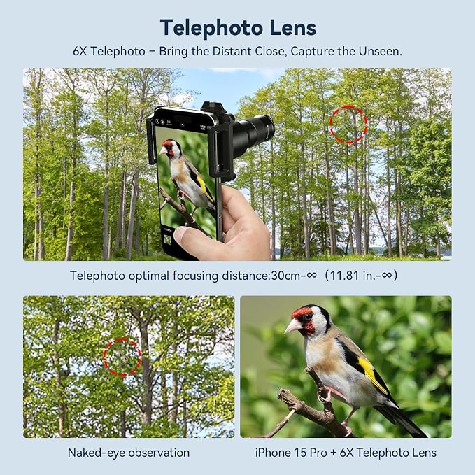 APEXEL 6X Telephoto & 150mm Macro 2-in-1 Lens for iPhone and Android | 6x Zoom + 10x Macro, 10-Glass Optics, Aluminum Build, Universal Clip | for Travel, Nature, and Everyday Creative Shots - Image 4