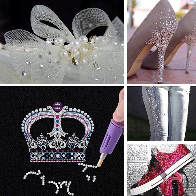 Epesl Bedazzler Kit with Rhinestones, Hot Fixed Gems Craft Applicator - Diamond Painting Pen, Wax Pencil, Tweezers, Tray, Cleaning Brush, Picker Rhinestones Crystals for DIY Clothes Shoes - Image 5