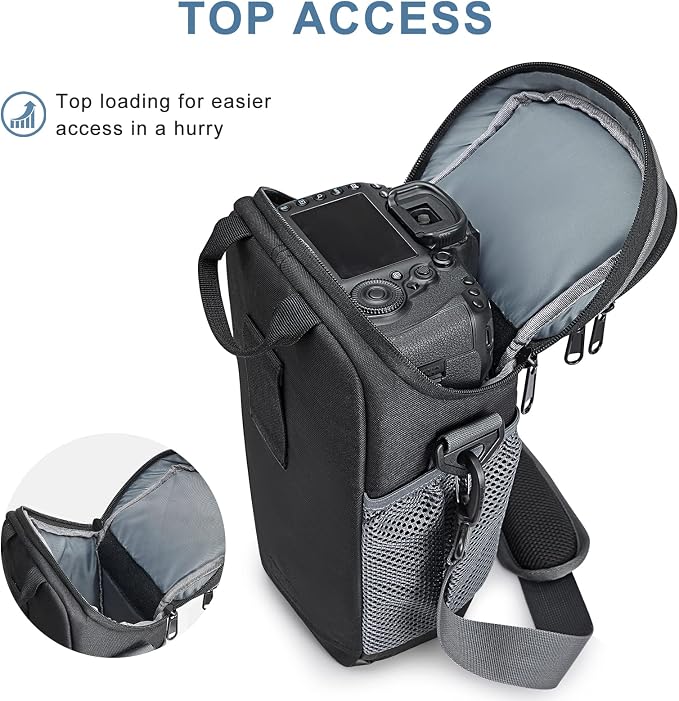 S-ZONE Camera Bag DSLR/SLR Waterproof Camera Case for Photographers Holster Compatible with Nikon Canon Sony | Strong Buckle,Rain Cover,Compatible with Nikon Canon Sony - Image 6