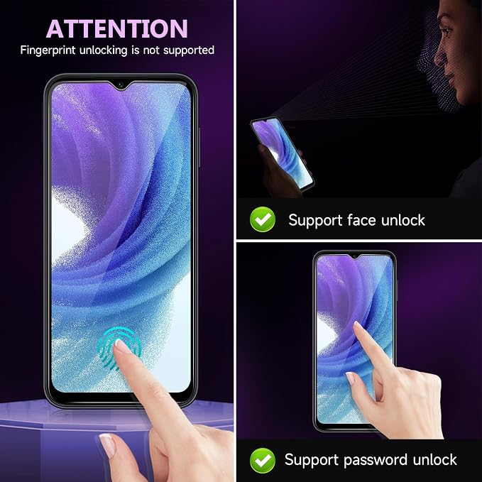Samsung Galaxy A15 Privacy Screen Protector & Camera Lens Protector | 2+2 Pack, Fingerprint Unlock, 9H Tempered Glass Film, Anti Spy, Fit Lens Cutouts, Case Friendly, Anti-Scratch, Easy install - Image 7
