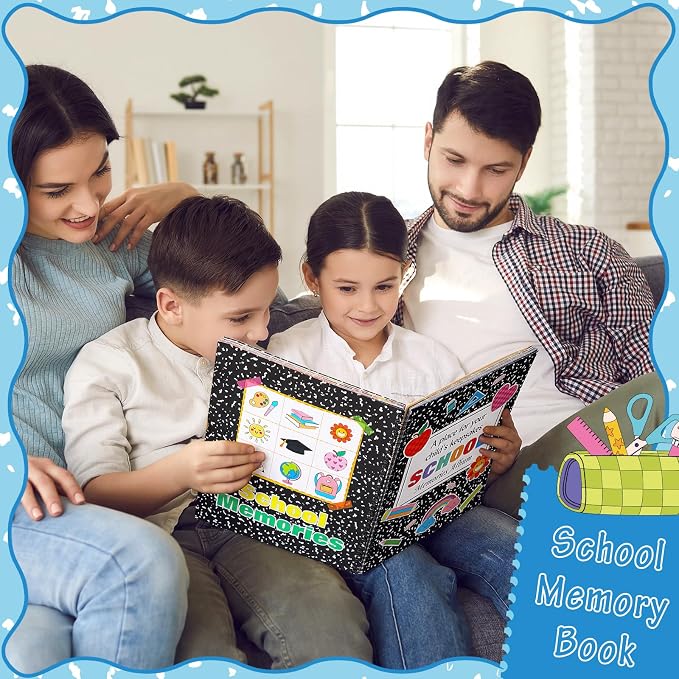 Motipuns School Memory Book Photo Album for Kids, Composition Notebook | School Years Keepsake Book Album Scrapbook from Preschool Through 12th Grade with 14 Pocket for Storage Portfolio Pictures - Image 5