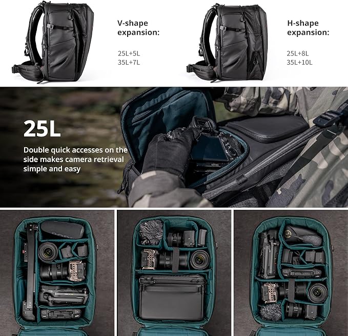 PGYTECH OneMo 2 25L-33L Camera Backpack with Shoulder Bag for Photographer | Waterproof DSLR Camera Pack for Canon/Nikon/Sony, Extra Large Photography Bag, Drone Backpack for DJI Mini 3 Pro/Mavic 3/ FPV - Image 2