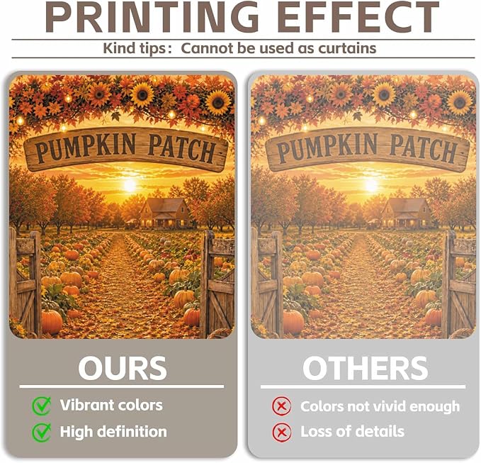 Fall Pumpkin Patch Backdrop 8x8ft Thanksgiving Autumn Harvest Scarecrow Sunflower Photography Background Fall Pumpkin Leaves Theme Baby Shower Party Decorations Photo Booth Props Vinyl - Image 3