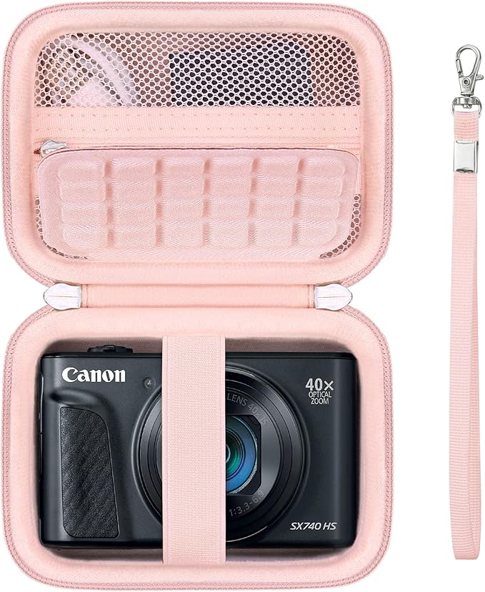 Carrying Case for Canon PowerShot SX740 HS, SX730 HS Camera, Pink | SX720 HS, SX620 HS, G7 X Mark III, G7 X Mark II Digital Camera, Storage Holder Travel Bag with Mesh Pocket for Battery Pack by Supmay
