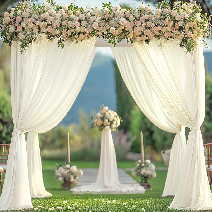 Ivory Backdrop Curtain 8 Panels-Wrinkle-Free Ivory Curtains Polyester Photography Drapes for Wedding Party Baby Shower Photo Background Decorations- 32 X10FT - Image 3